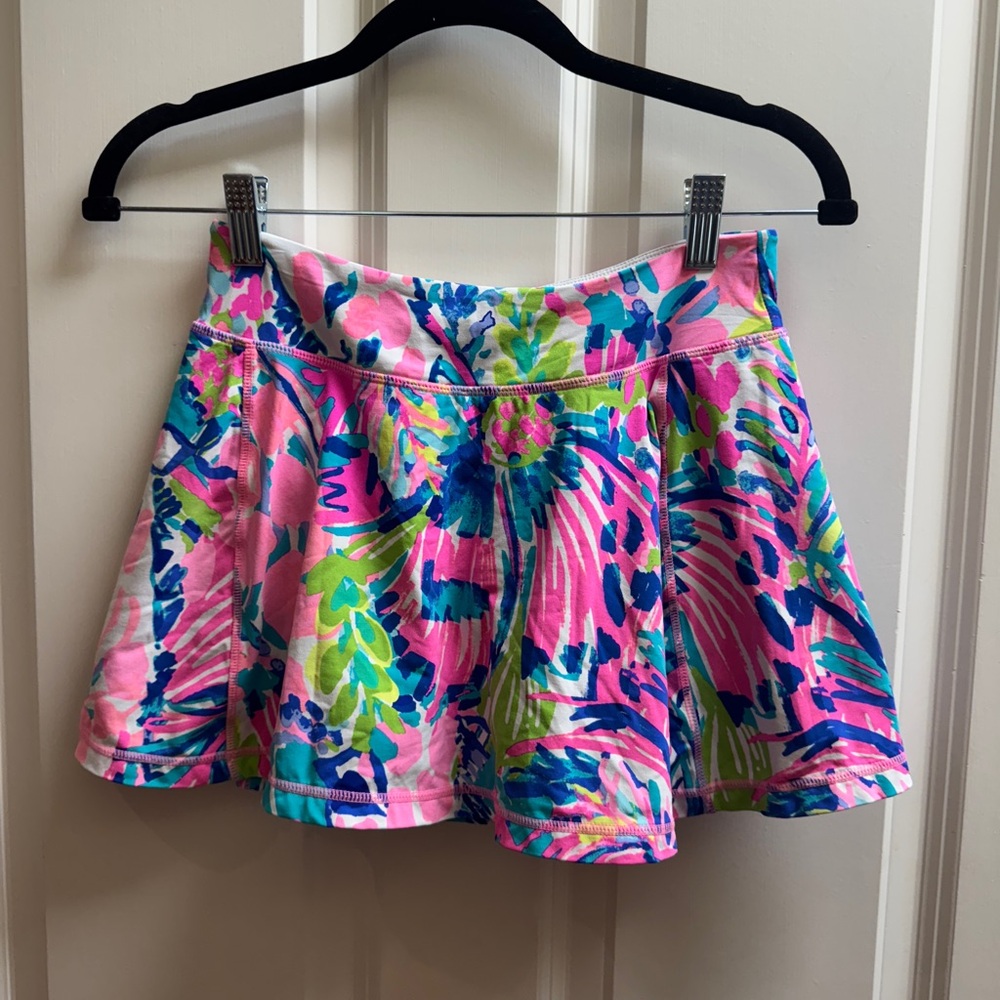 Lilly Pulitzer Pink and Blue Floral Skater Skirt